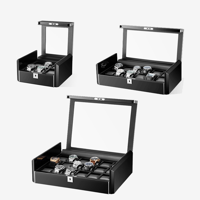 Watch Display Storage Box Carbon Fiber - Embers Handmade Black Fashion Watch Storage
