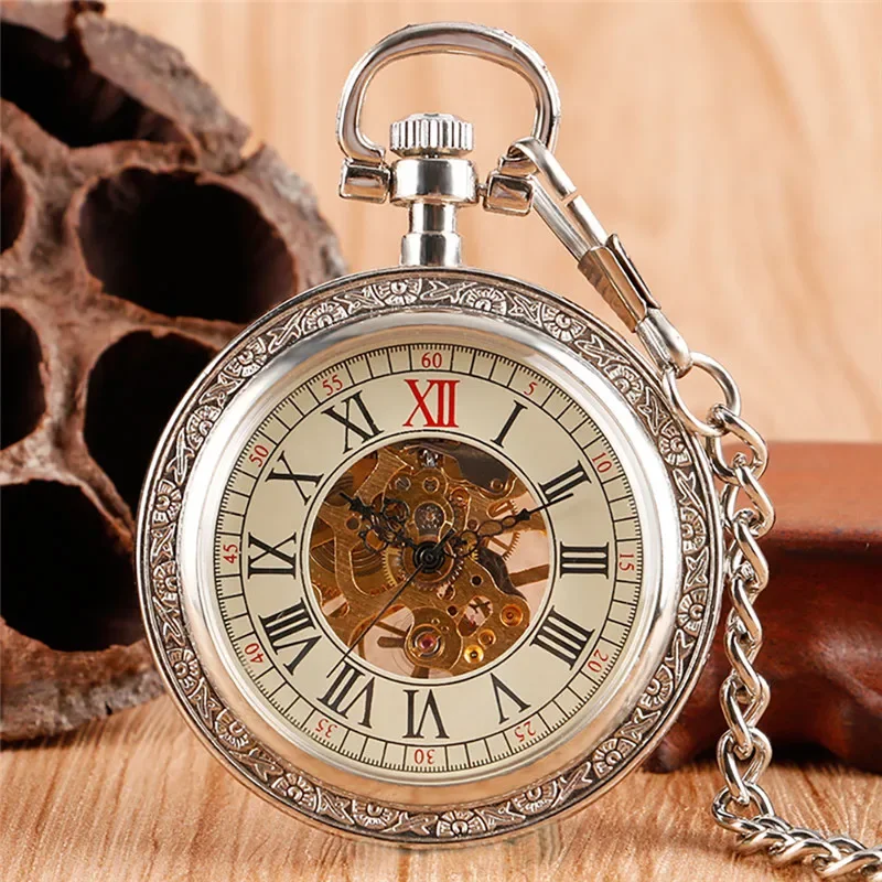 Pocket Watch Mechanical Skeleton Vintage - Vintage Men Women Skeleton Hand-winding Mechanical
