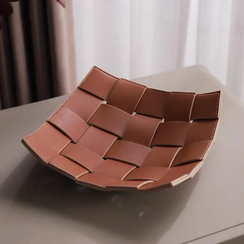 Valet Tray Nightstand Organizer Leather - Valet Tray PU Leather Key Bowl