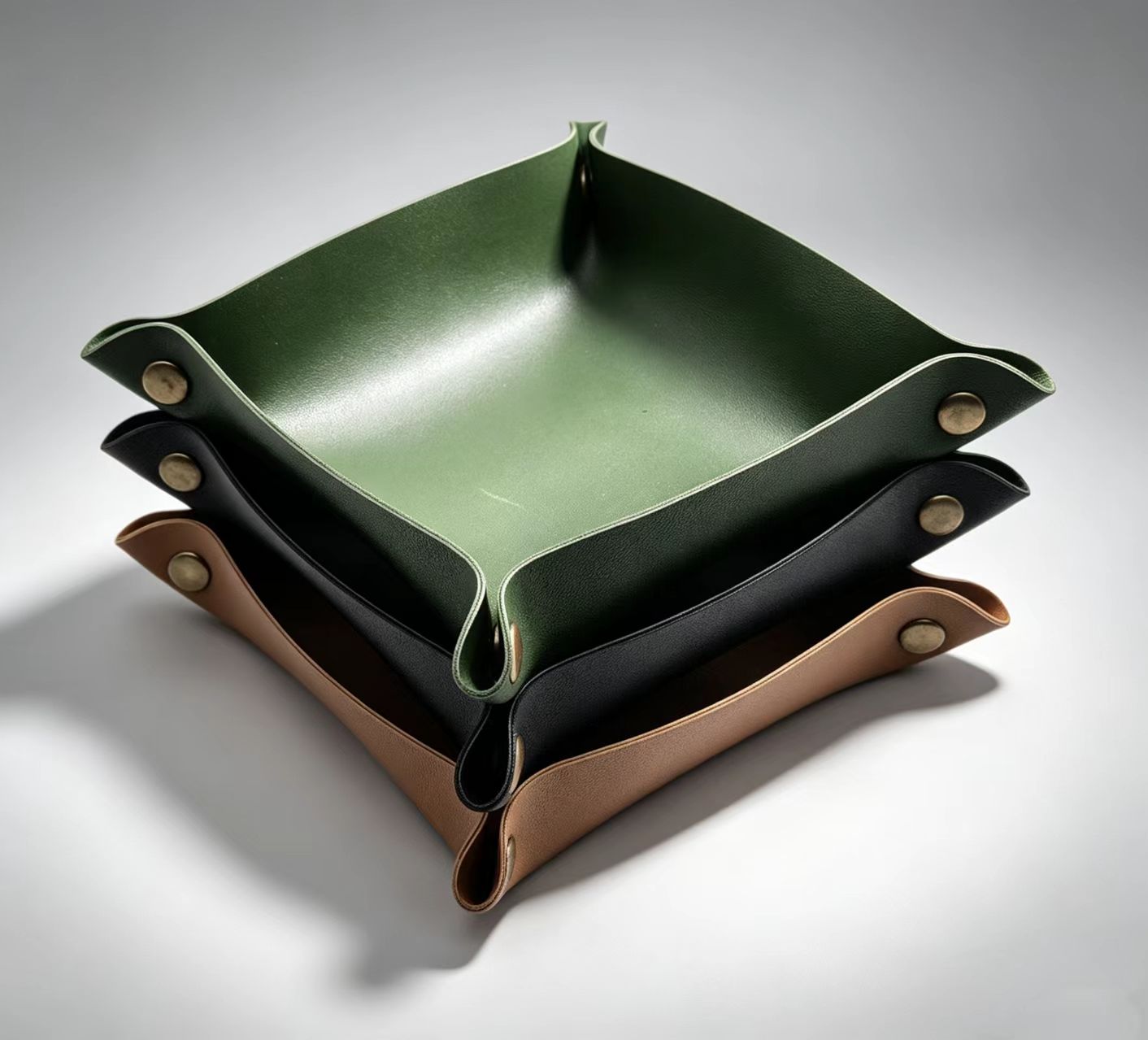 Valet Tray Nightstand Organizer Leather - PU Valet Tray Foldable Storage Tray