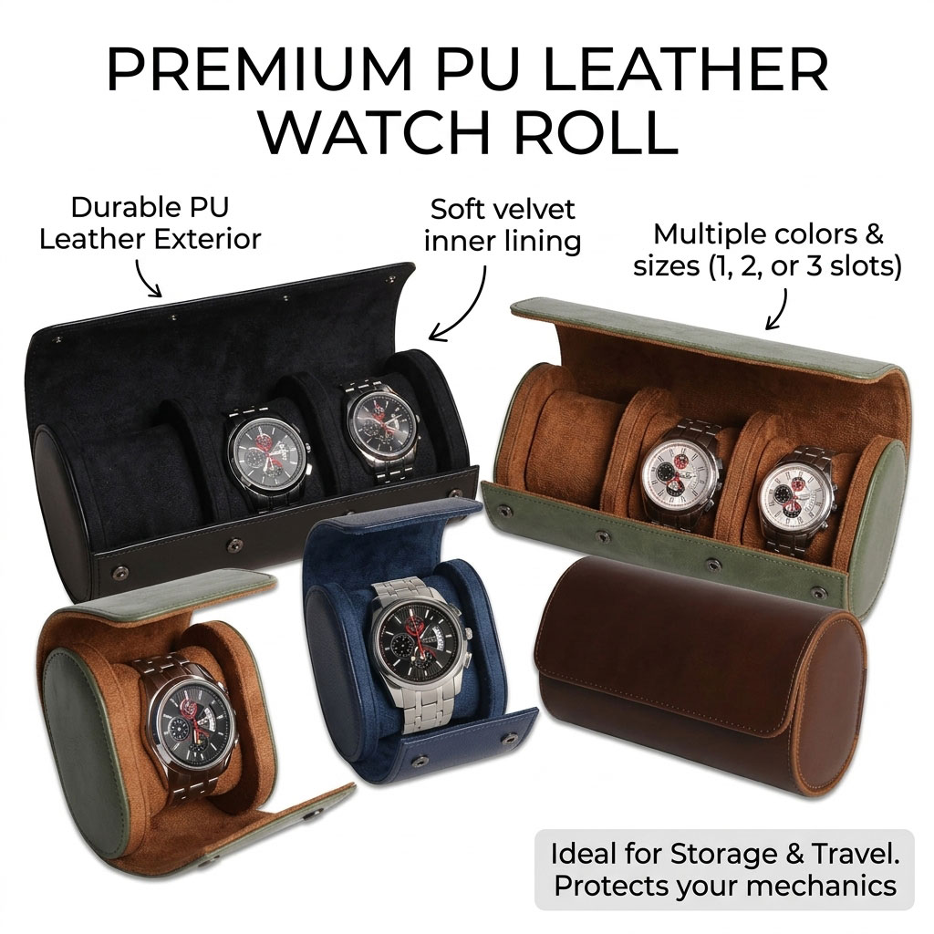 Watch Travel Roll Case 3 Slots Leather - Watch Roll Travel Case 1 2