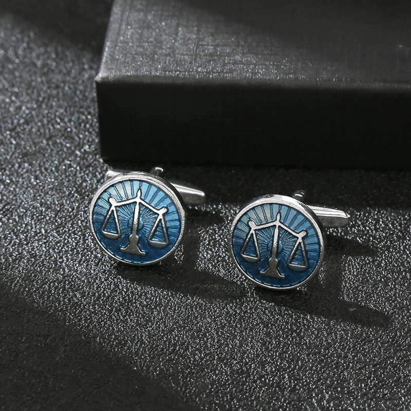Cufflinks Men Stainless Steel Luxury - New Product Exquisite Round Blue Balance