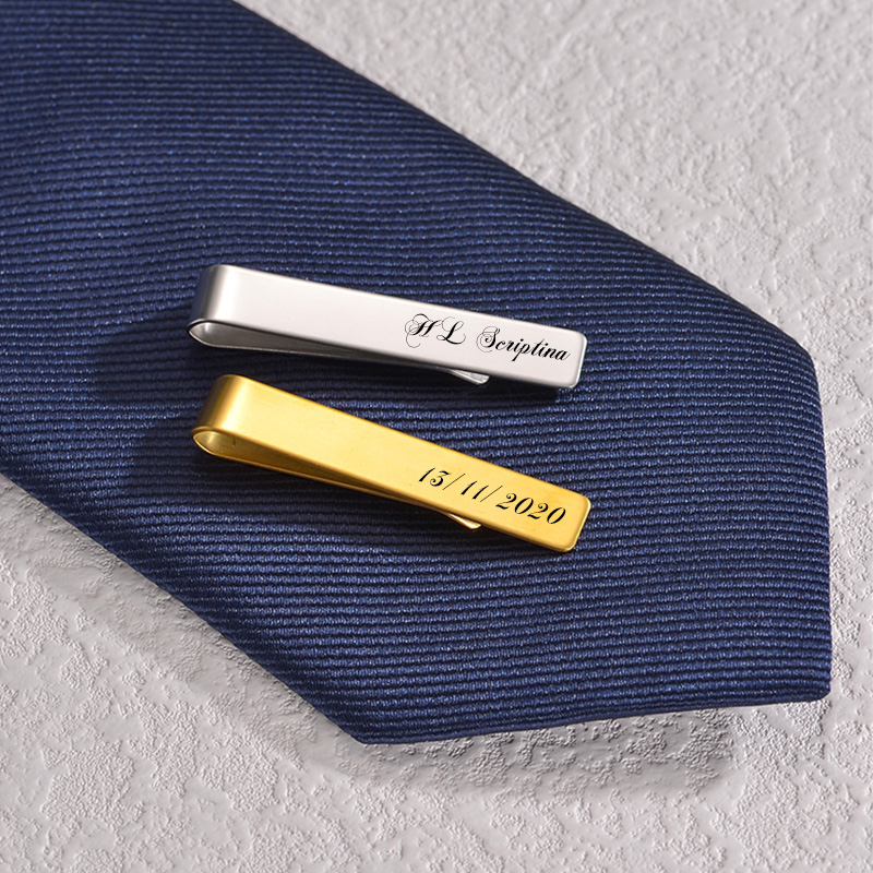 Stainless Steel Engraved Name  - Tie Clip Bar Set Stainless Steel ulasan dan harga