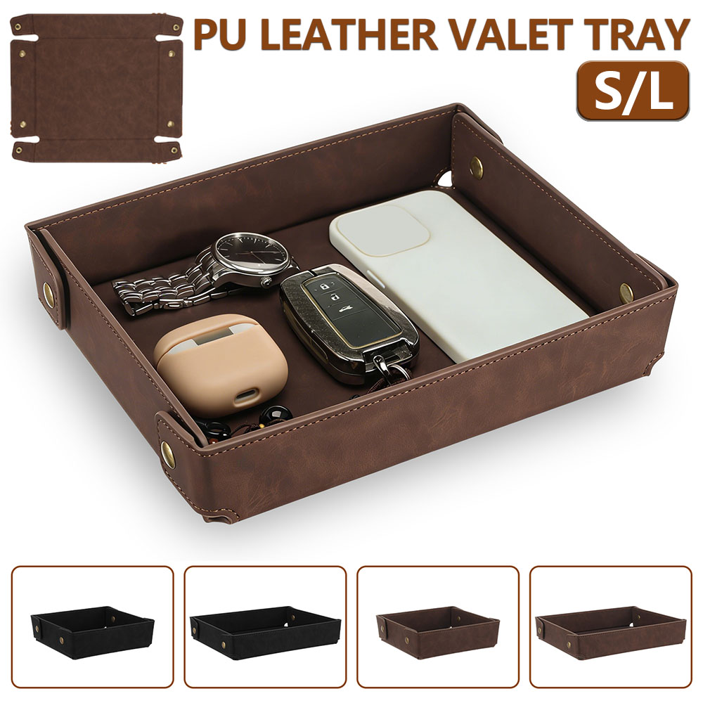 PU Leather Valet Tray Portable - Valet Tray Nightstand Organizer Leather ulasan dan harga