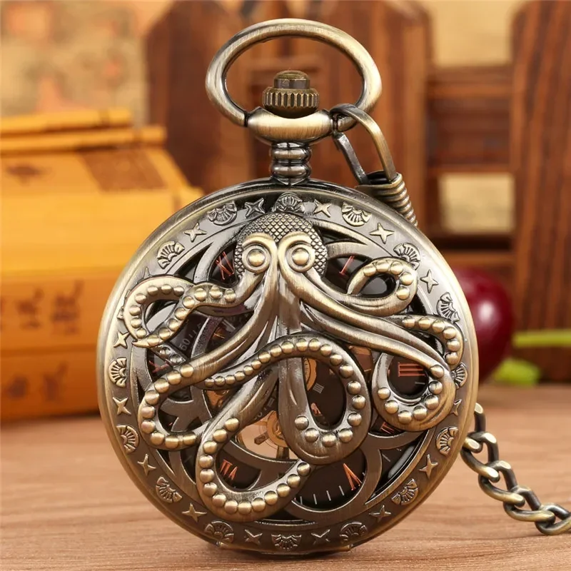 Vintage Octopus Design Men Wom - Pocket Watch Mechanical Skeleton Vintage ulasan dan harga
