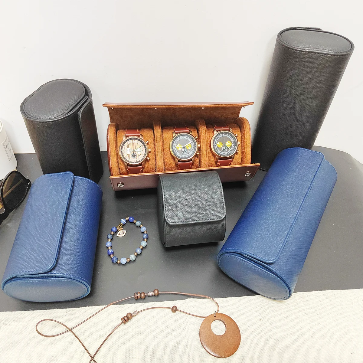 1/2/3 Slots Watch Roll Travel  - Watch Travel Roll Case 3 Slots Leather ulasan dan harga