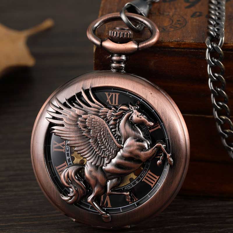 Vintage Fantasy Pegasus Horse  - Pocket Watch Mechanical Skeleton Vintage ulasan dan harga