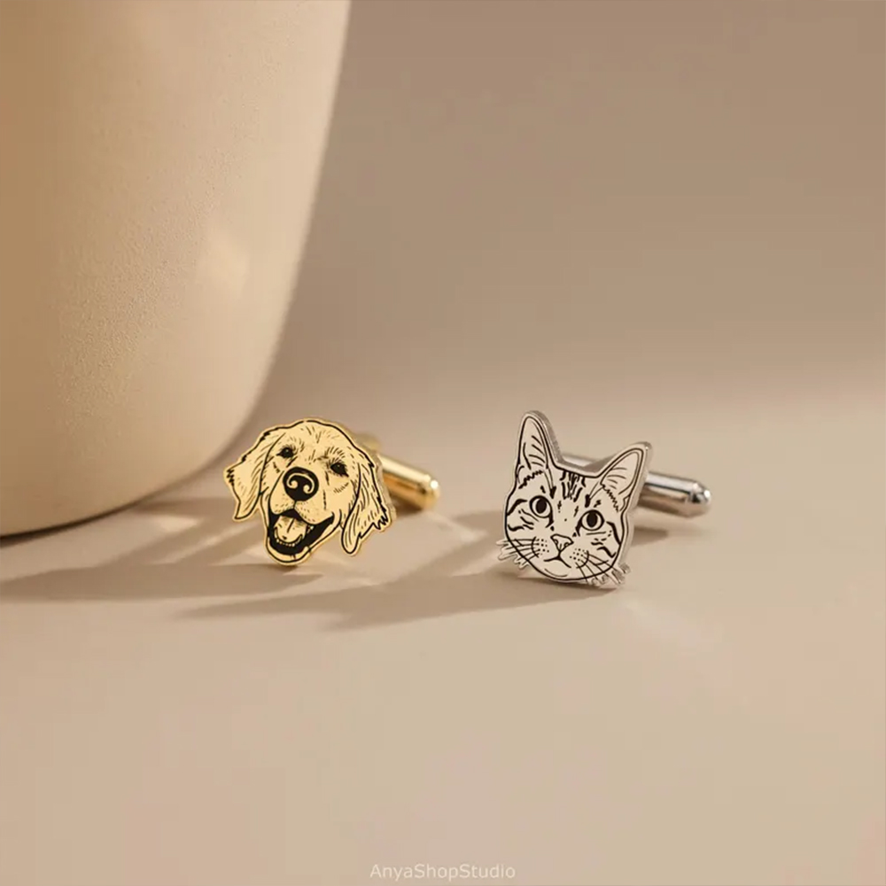 Custom Pet Portrait Cufflinks  - Cufflinks Men Stainless Steel Luxury ulasan dan harga