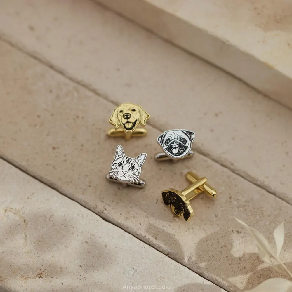 Custom Pet Portrait Cufflinks  - Cufflinks Men Stainless Steel Luxury ulasan dan harga