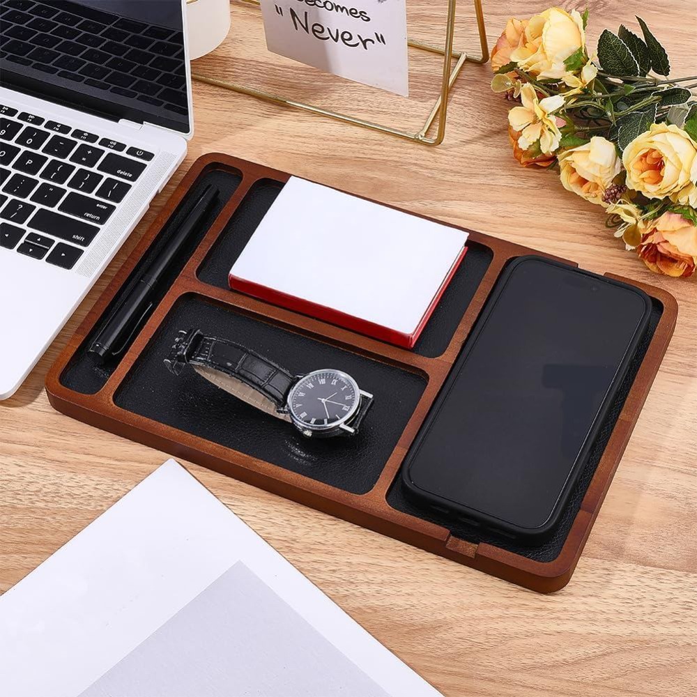 Wooden Valet Tray Nightstand O - Valet Tray Nightstand Organizer Leather ulasan dan harga
