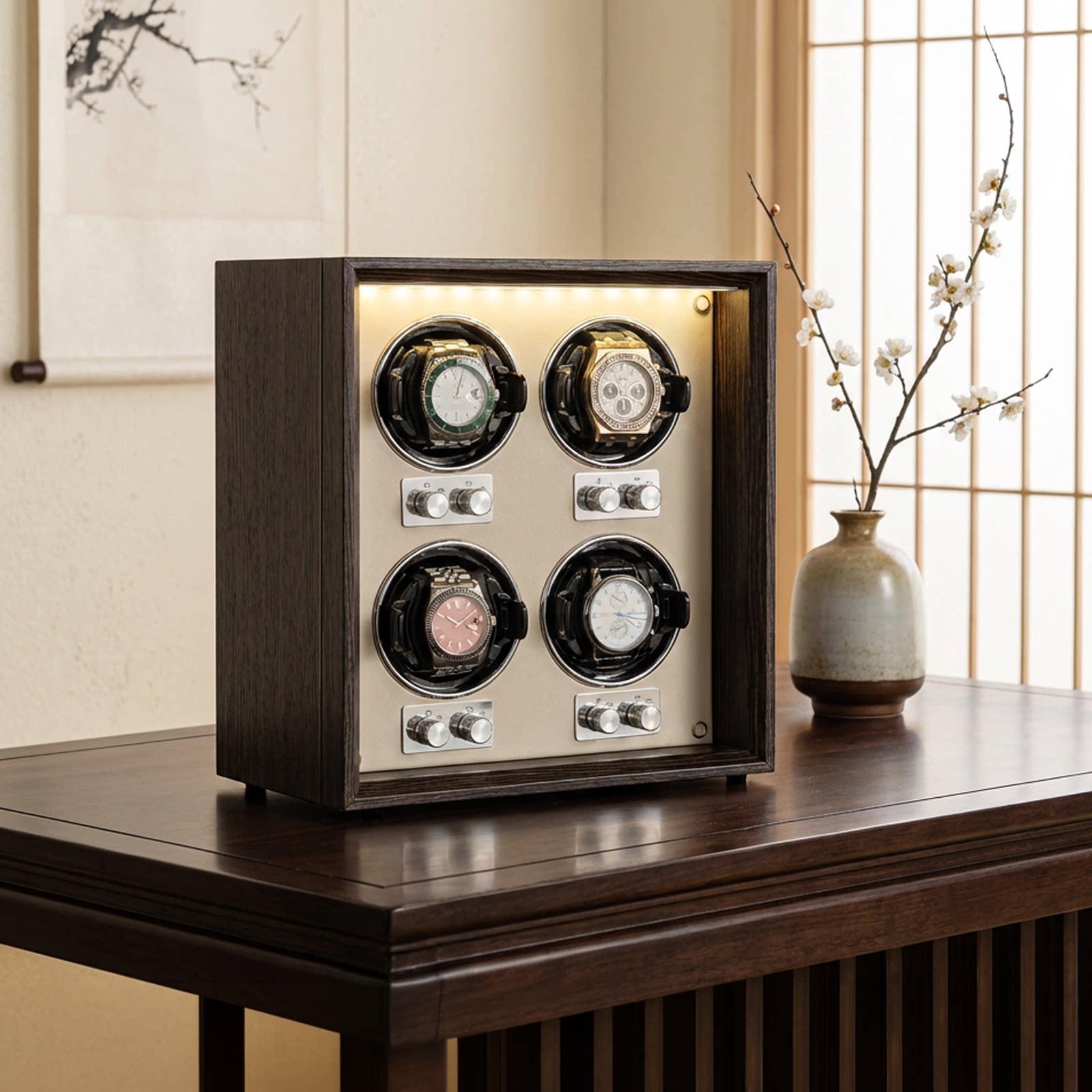 Virtorix 4 Slots Watch Winder  - Watch Winder 4 Watches Automatic Silent ulasan dan harga