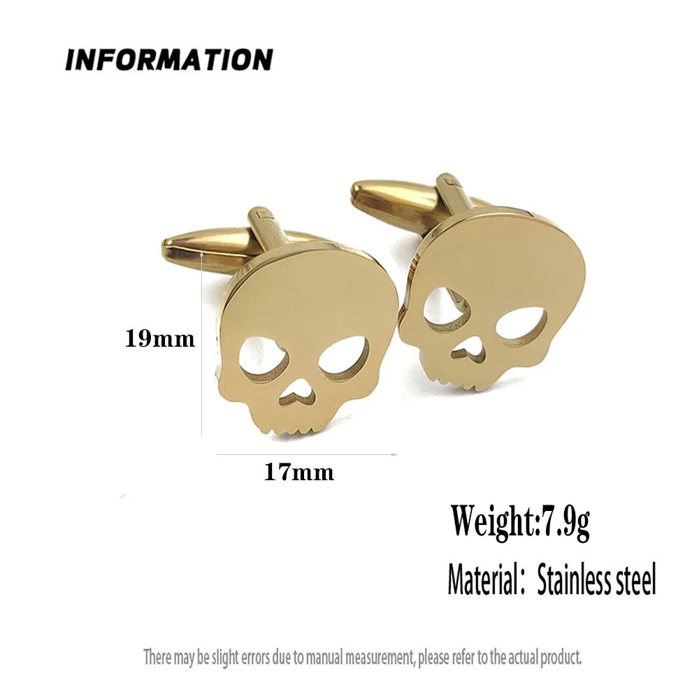 Halloween Skull 18k Gold-plate - Cufflinks Men Stainless Steel Luxury ulasan dan harga
