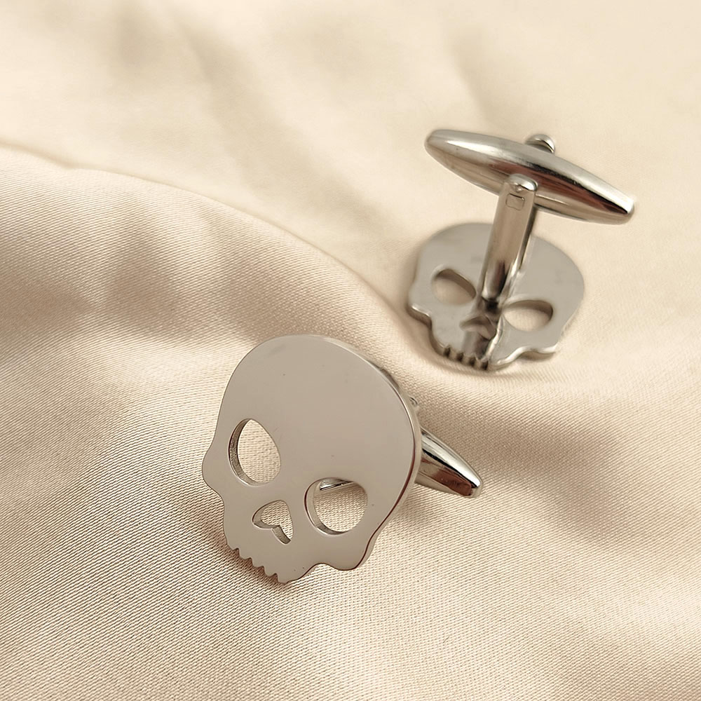 Halloween Skull 18k Gold-plate - Cufflinks Men Stainless Steel Luxury ulasan dan harga
