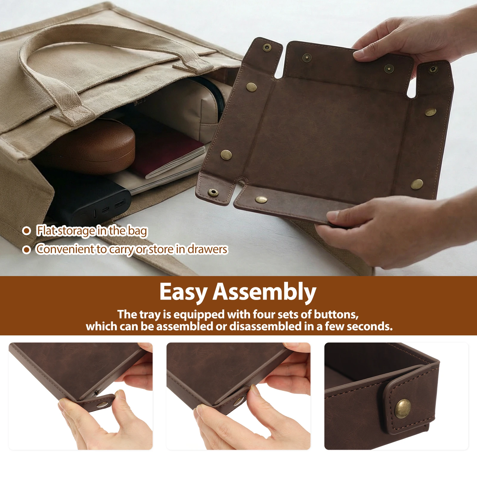 PU Leather Valet Tray Portable - Valet Tray Nightstand Organizer Leather ulasan dan harga