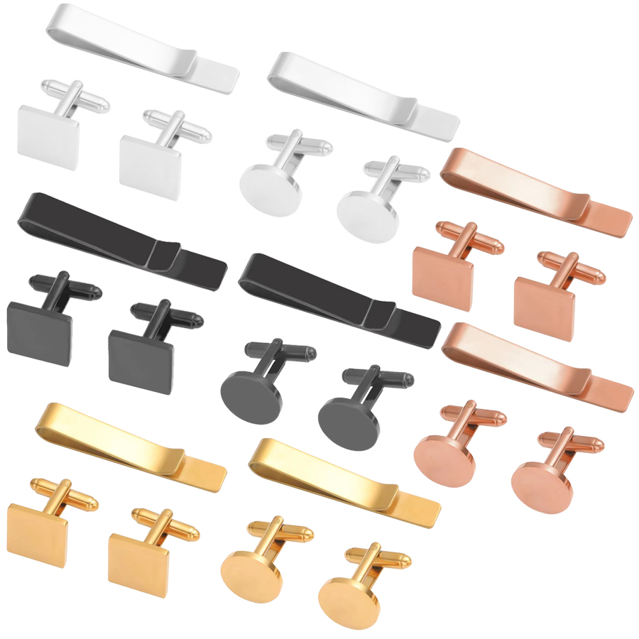 Freeteeme New Fashion Cufflink - Tie Clip Bar Set Stainless Steel ulasan dan harga