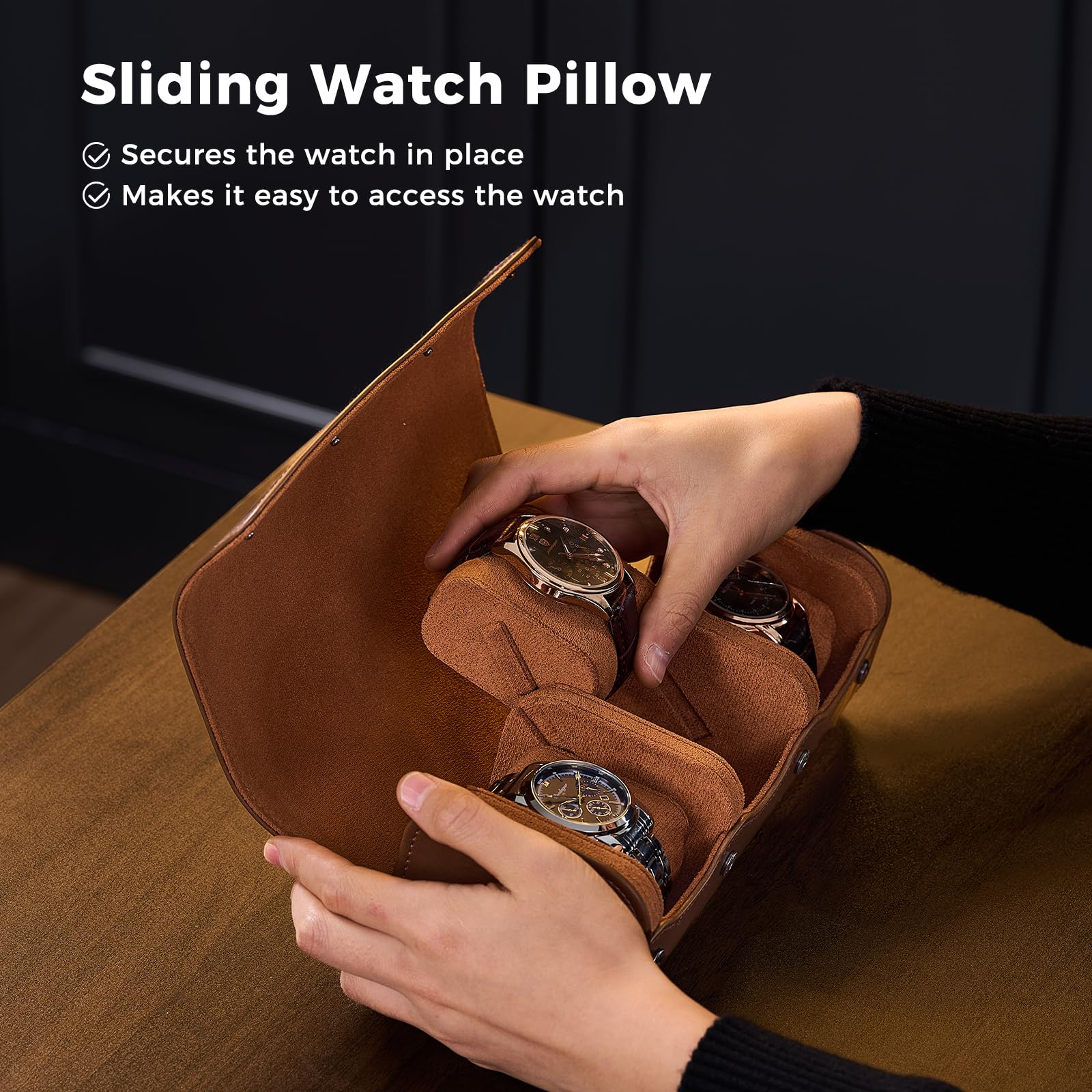 Luxury PU Leather Watch Case W - Watch Travel Roll Case 3 Slots Leather ulasan dan harga