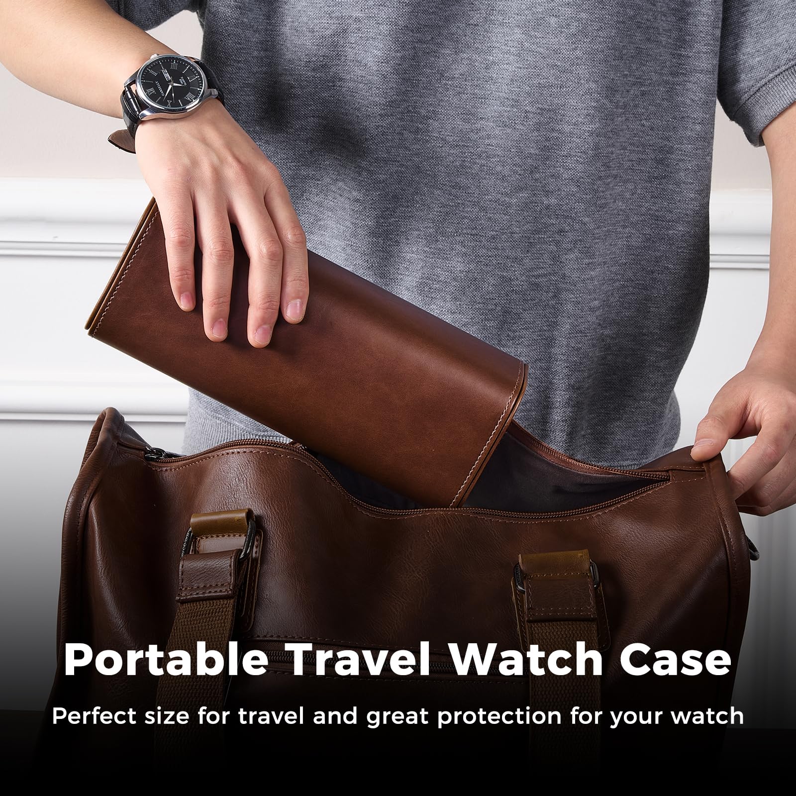 Luxury PU Leather Watch Case W - Watch Travel Roll Case 3 Slots Leather ulasan dan harga