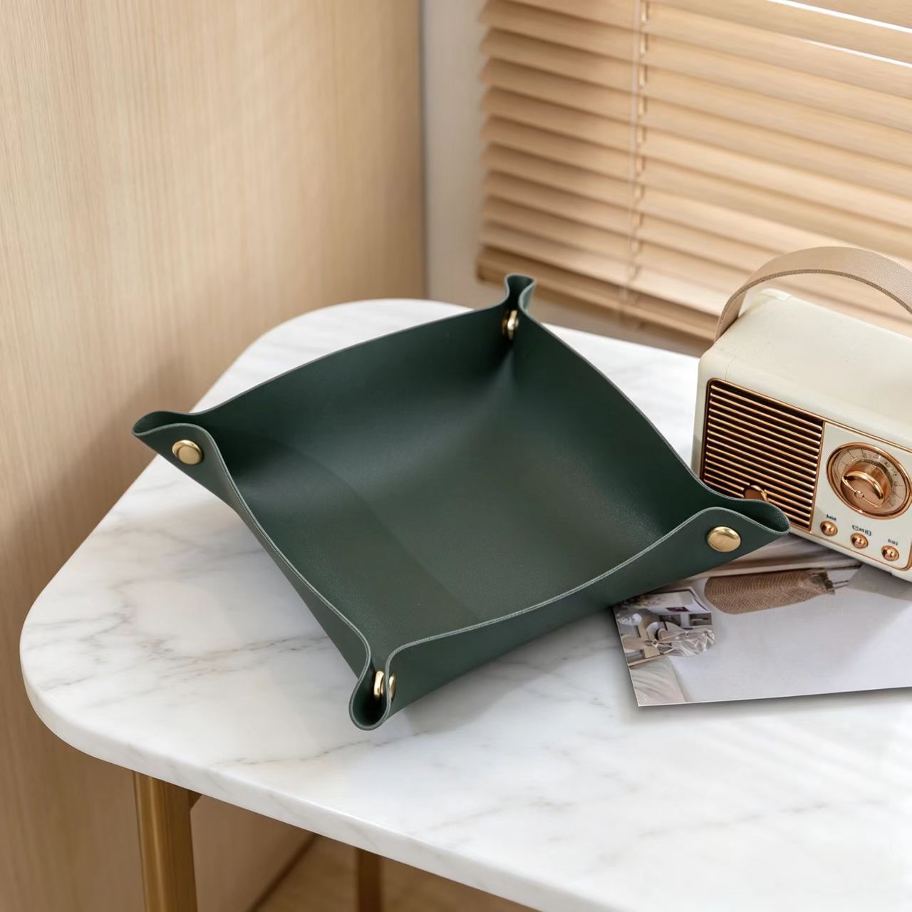 PU Valet Tray Foldable Storage - Valet Tray Nightstand Organizer Leather ulasan dan harga
