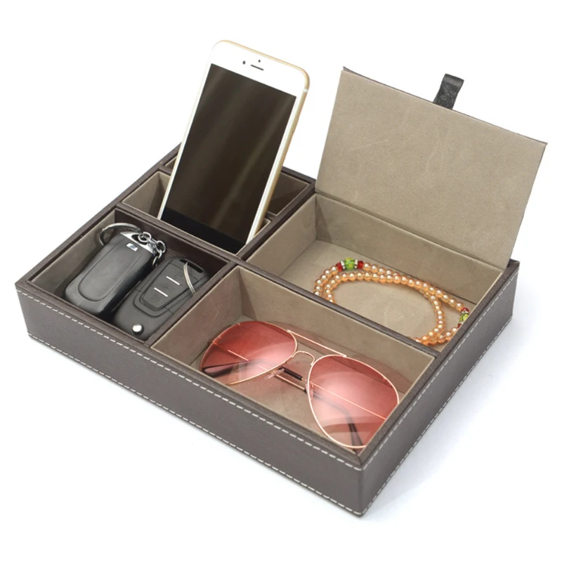 Men's Valet Tray Desktop PU Le - Valet Tray Nightstand Organizer Leather ulasan dan harga