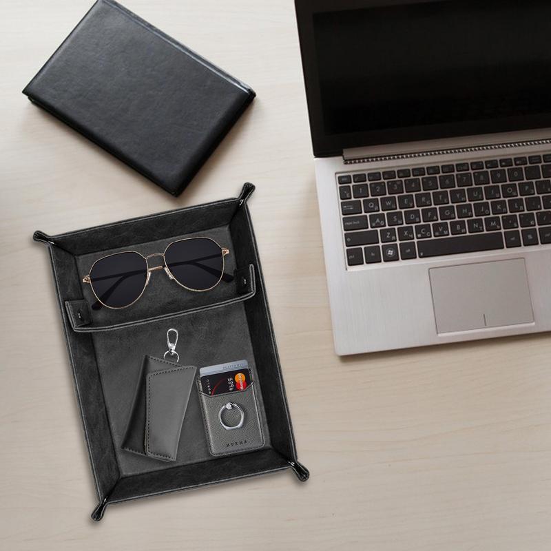 Leather Valet Tray For Men PU  - Valet Tray Nightstand Organizer Leather ulasan dan harga