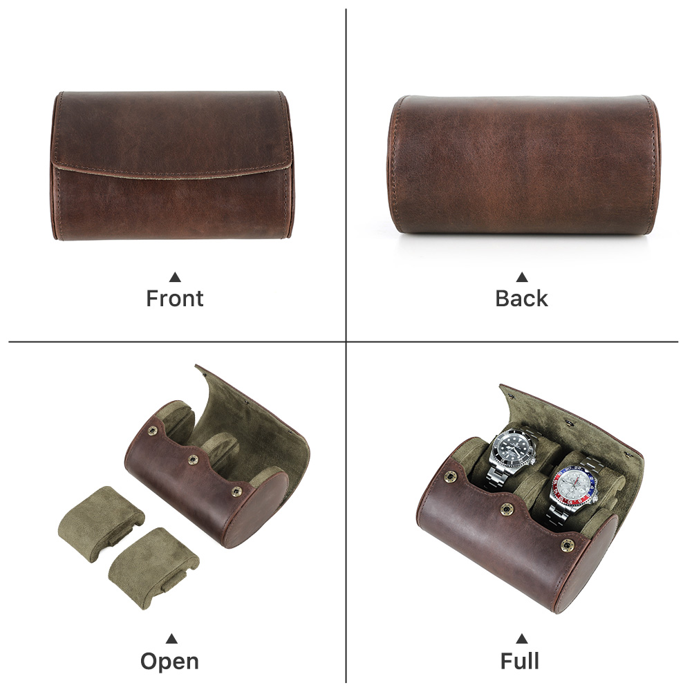 Vintage Genuine Leather Watch  - Watch Travel Roll Case 3 Slots Leather ulasan dan harga