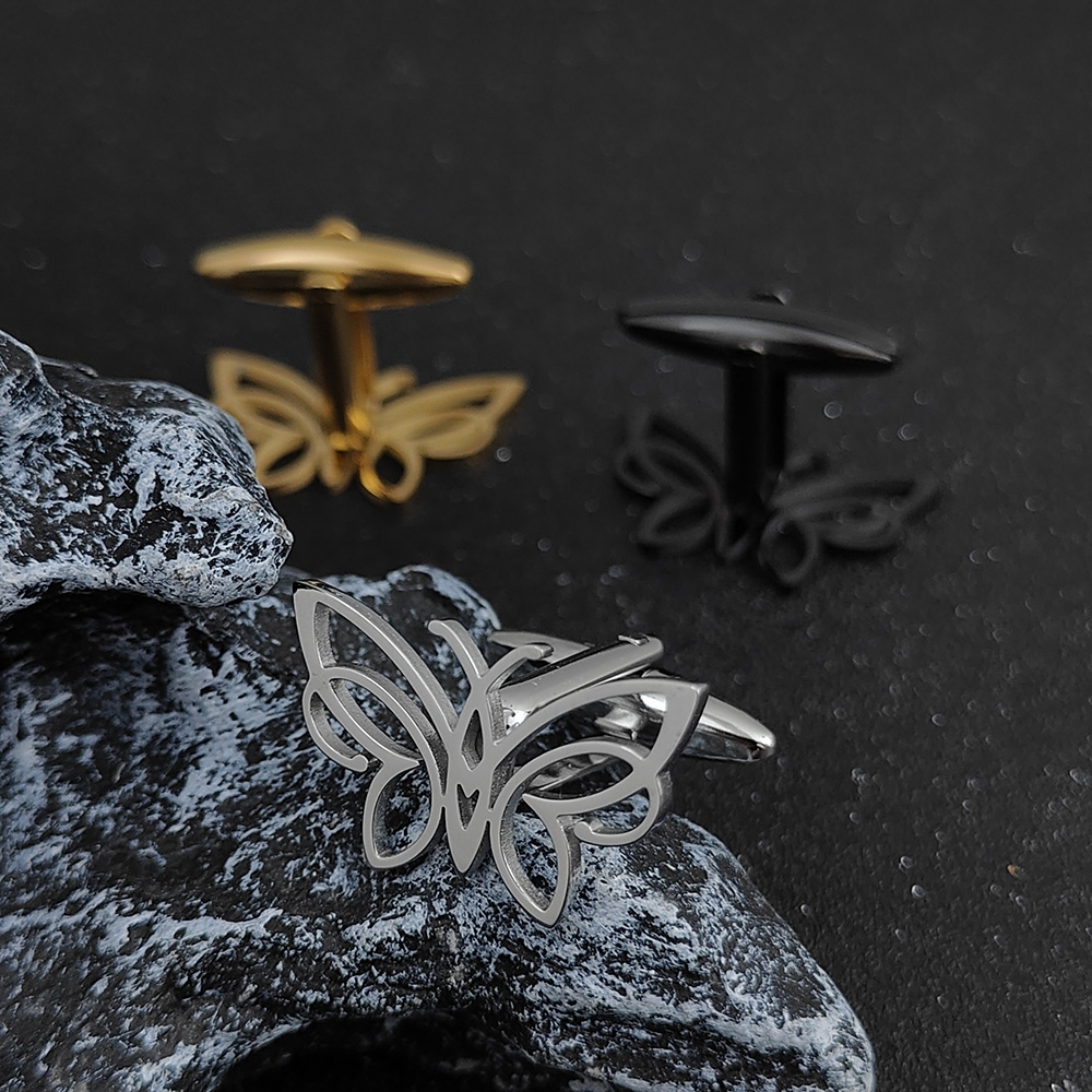 Hollow Butterfly Cufflinks Tie - Cufflinks Men Stainless Steel Luxury ulasan dan harga