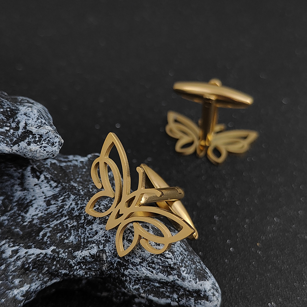Hollow Butterfly Cufflinks Tie - Cufflinks Men Stainless Steel Luxury ulasan dan harga